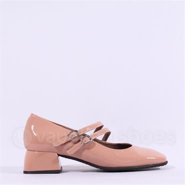 Wonders Fleur 2 Strap Low Heel Mary Jane - Nude Patent